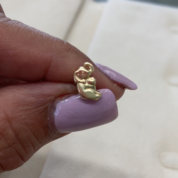 14k Yellow Gold Elephant Earrings - Picture 4 of 5